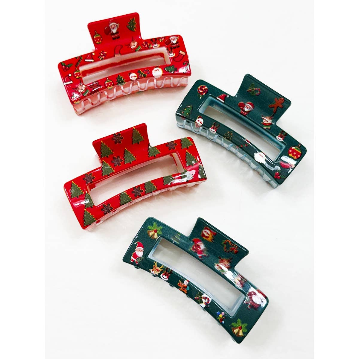 Christmas Design Cut Out Rectangle Hair Claw Clip