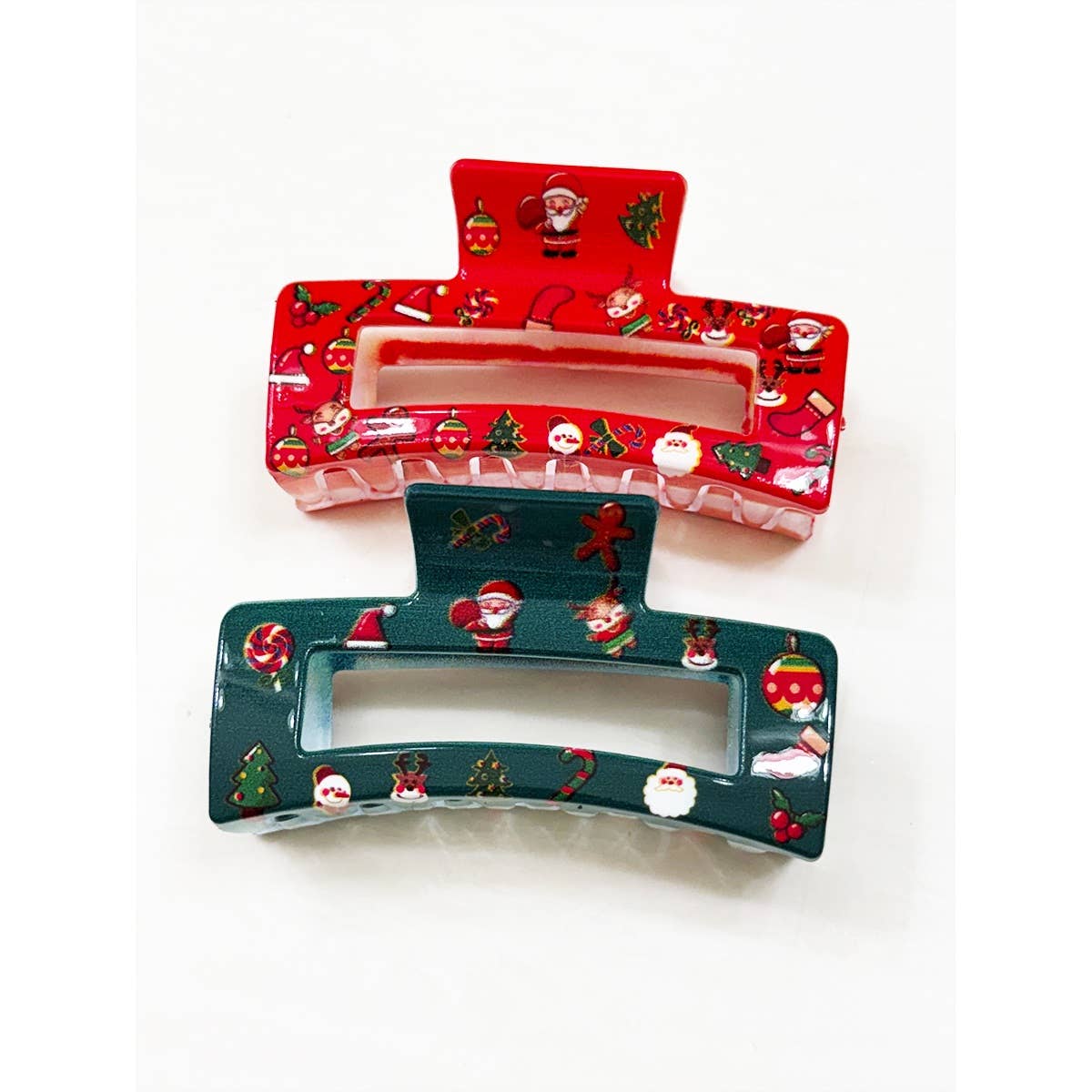 Christmas Design Cut Out Rectangle Hair Claw Clip