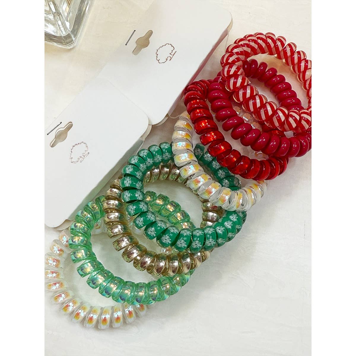 Christmas Theme Spiral Hair Ties