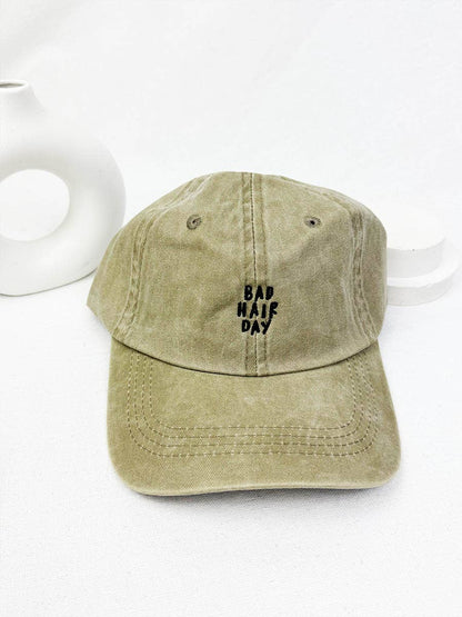 Bad Hair Day Embroidered Washed Baseball Cap
