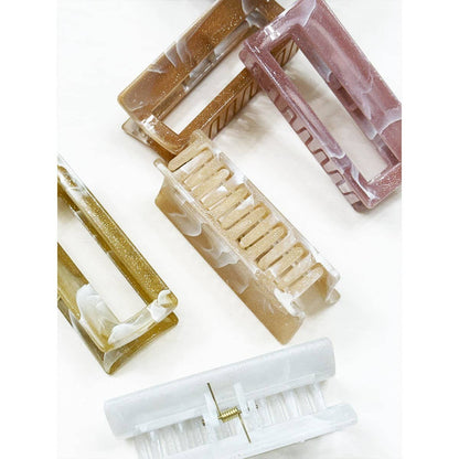 Sparkly Marble Pattern Rectangle Hair Claw