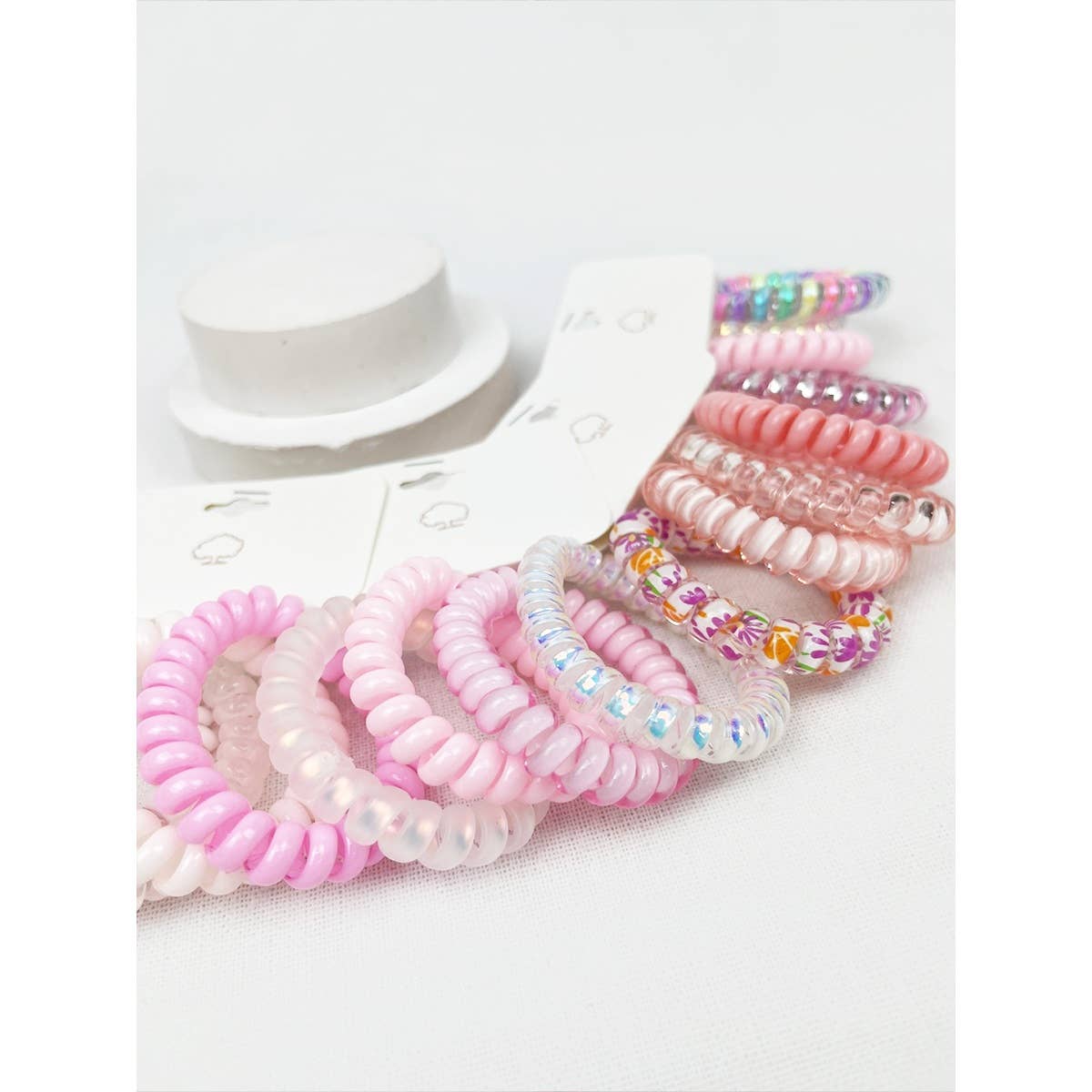 Pink Multi Design Spiral Hair Ties