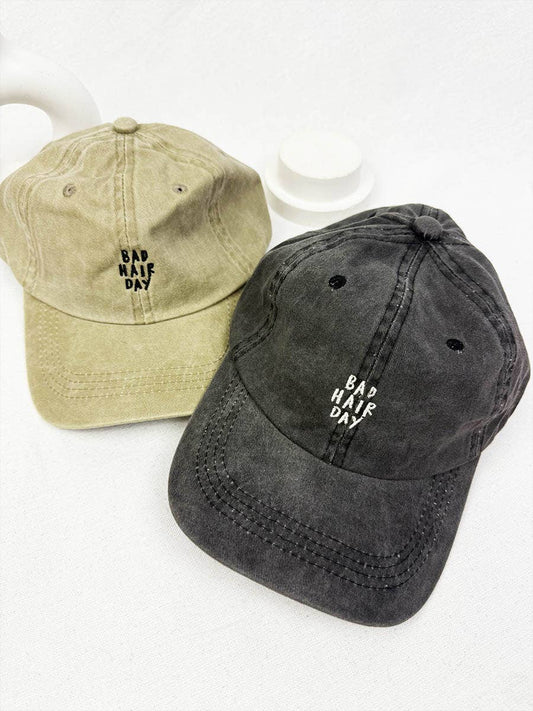 Bad Hair Day Embroidered Washed Baseball Cap