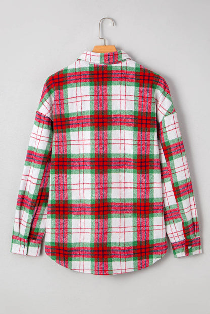 Christmas Plaid Casual Flannel Button-Down Shacket