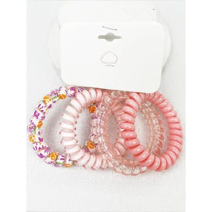 Pink Multi Design Spiral Hair Ties