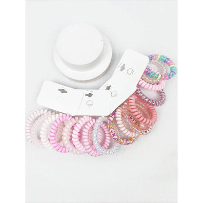 Pink Multi Design Spiral Hair Ties