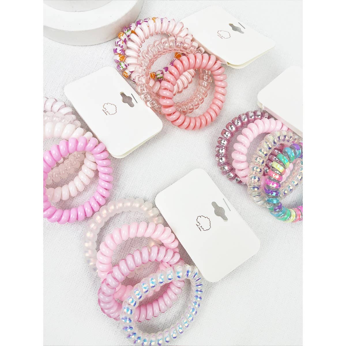 Pink Multi Design Spiral Hair Ties