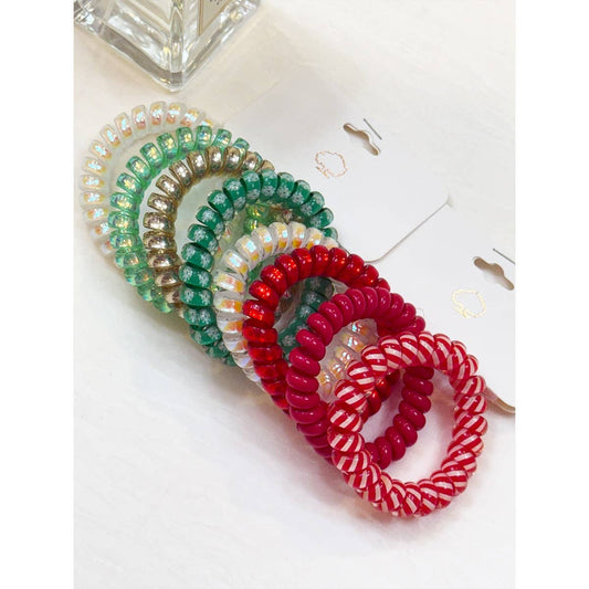 Christmas Theme Spiral Hair Ties