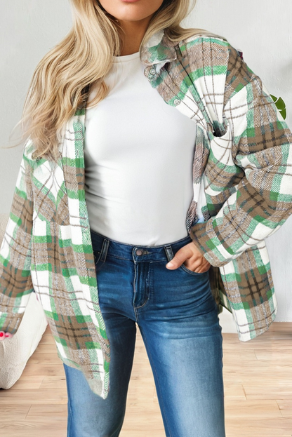 Christmas Plaid Casual Flannel Button-Down Shacket