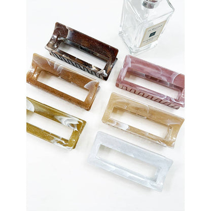 Sparkly Marble Pattern Rectangle Hair Claw
