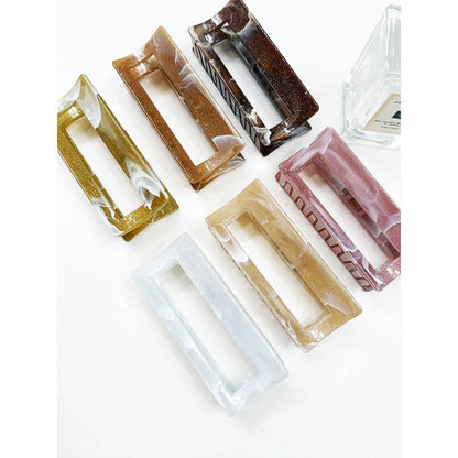 Sparkly Marble Pattern Rectangle Hair Claw