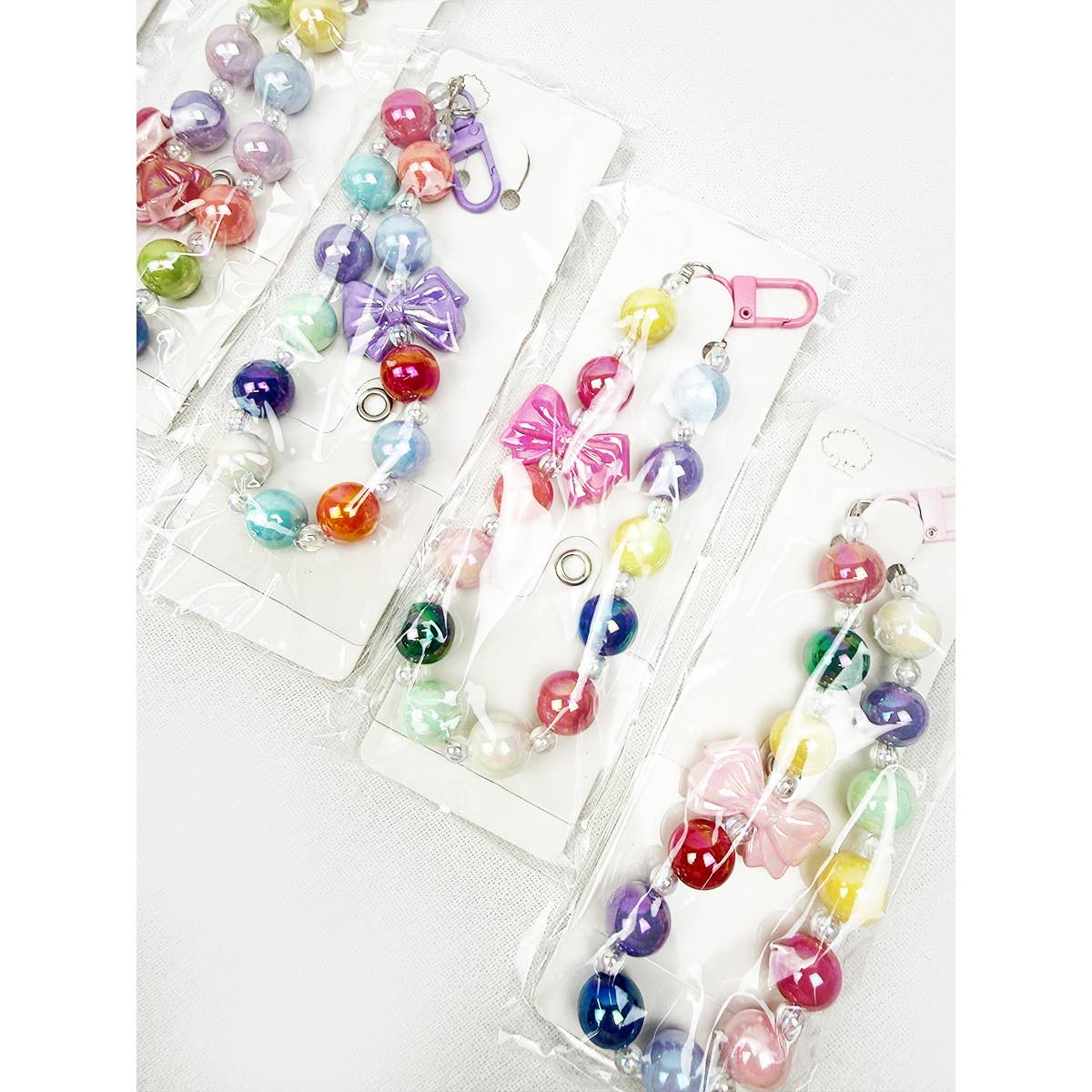 Colorful Bow Mixed Bead keychain wristlet