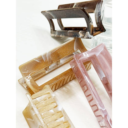 Sparkly Marble Pattern Rectangle Hair Claw