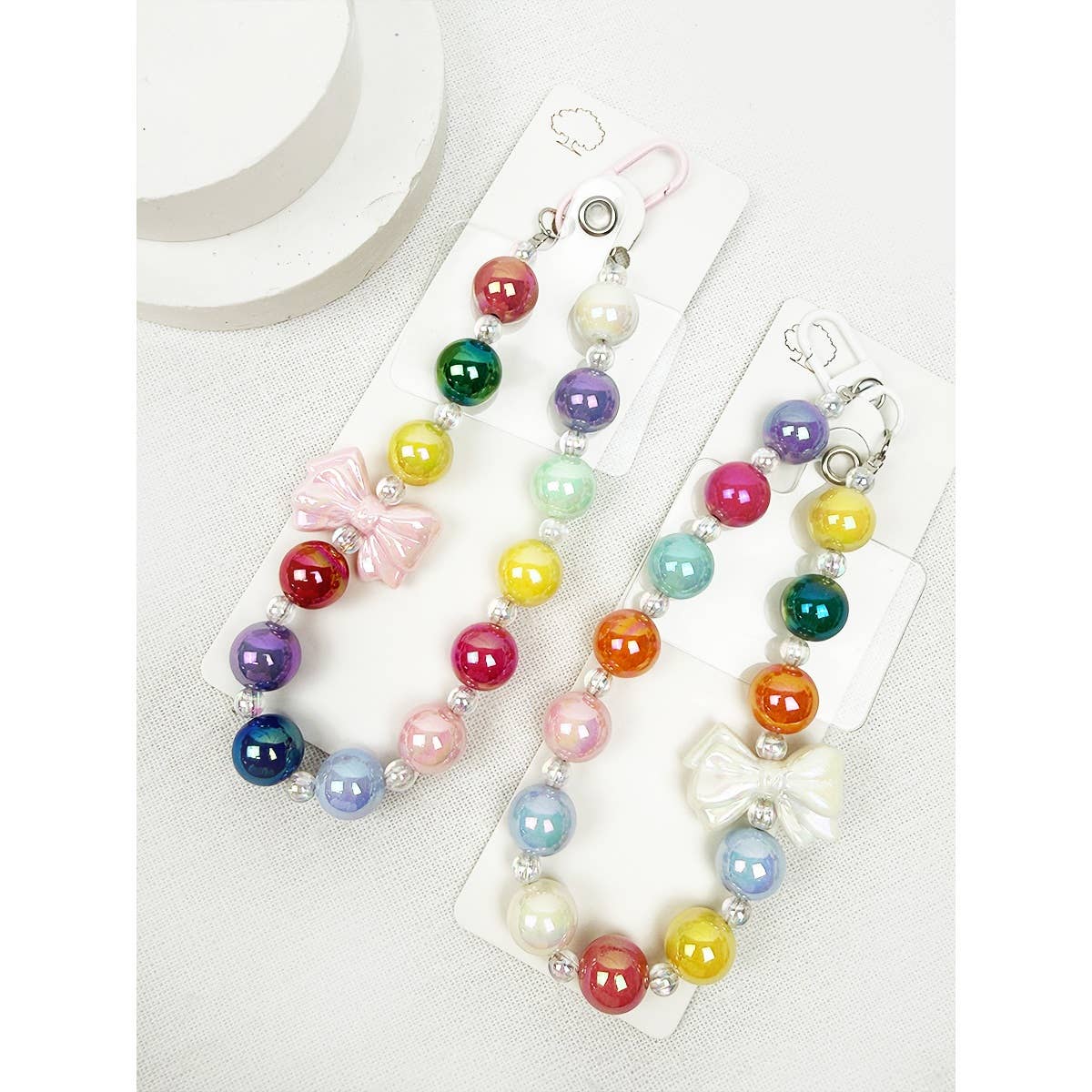 Colorful Bow Mixed Bead keychain wristlet
