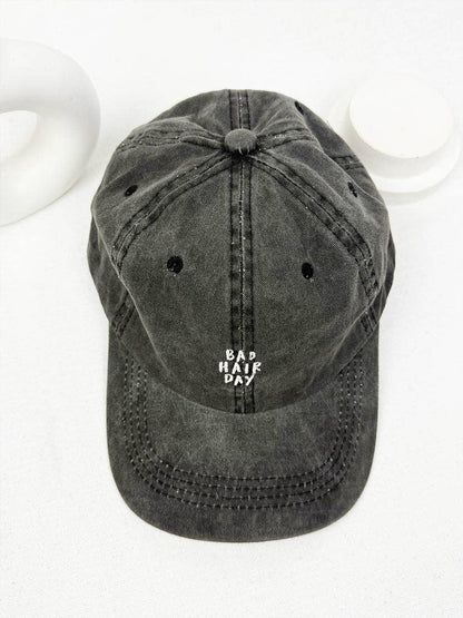 Bad Hair Day Embroidered Washed Baseball Cap