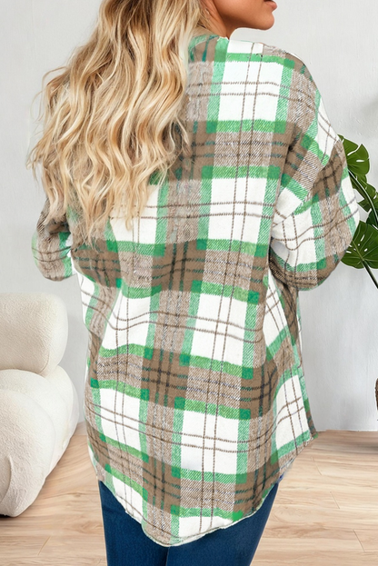Christmas Plaid Casual Flannel Button-Down Shacket