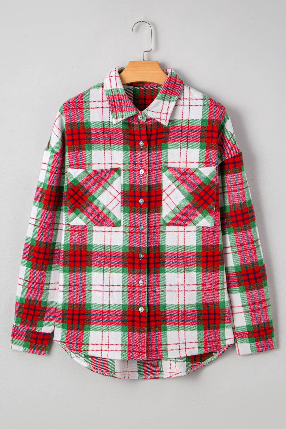 Christmas Plaid Casual Flannel Button-Down Shacket