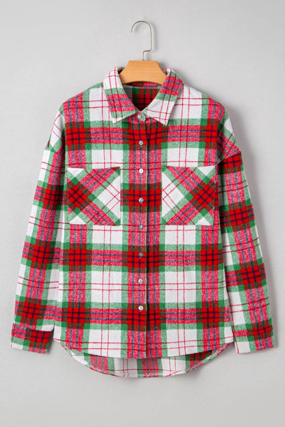 Christmas Plaid Casual Flannel Button-Down Shacket