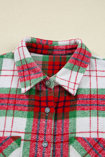 Christmas Plaid Casual Flannel Button-Down Shacket