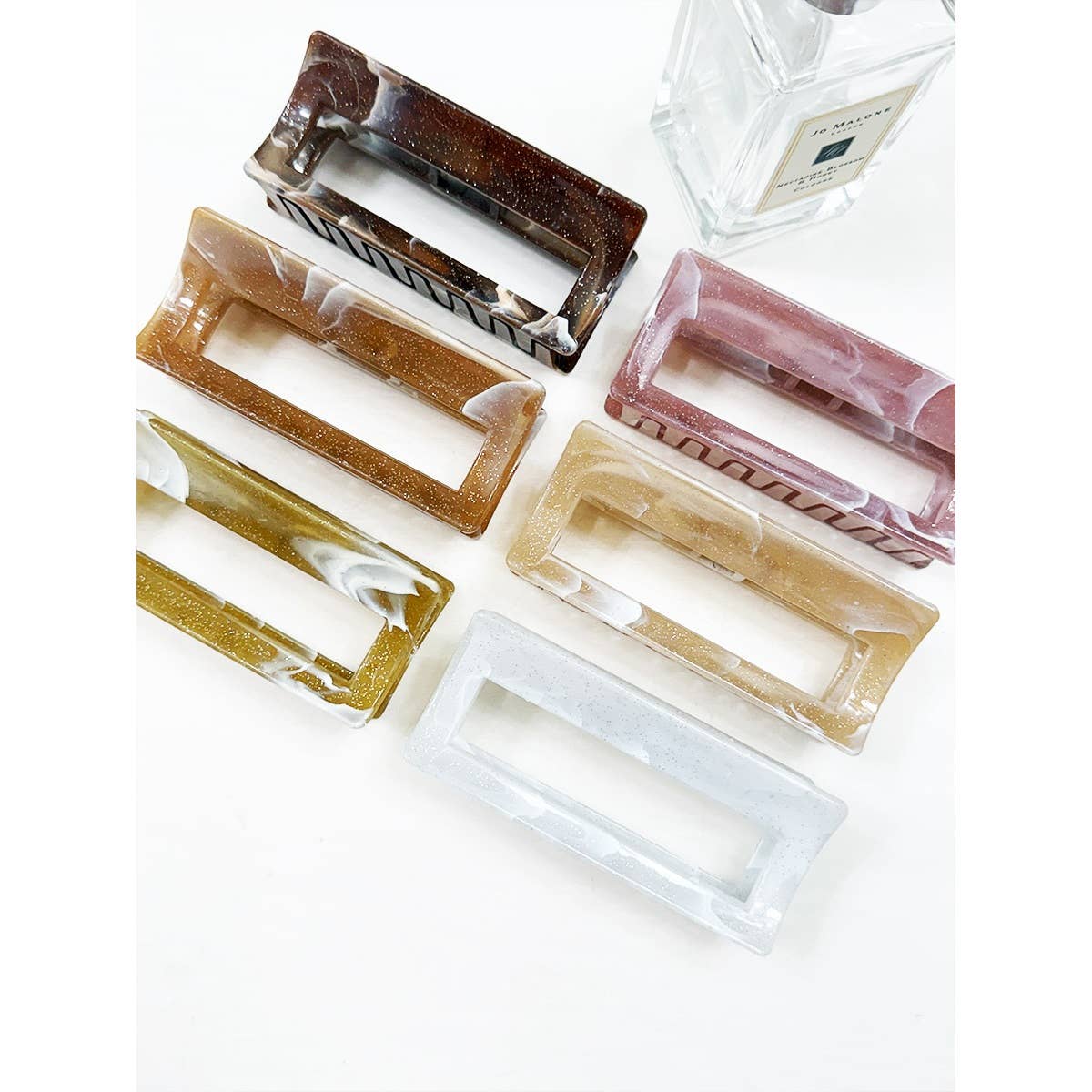 Sparkly Marble Pattern Rectangle Hair Claw