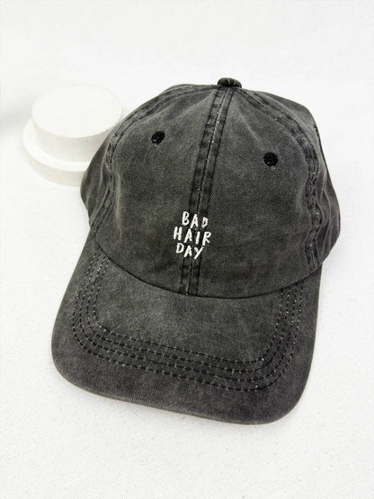 Bad Hair Day Embroidered Washed Baseball Cap