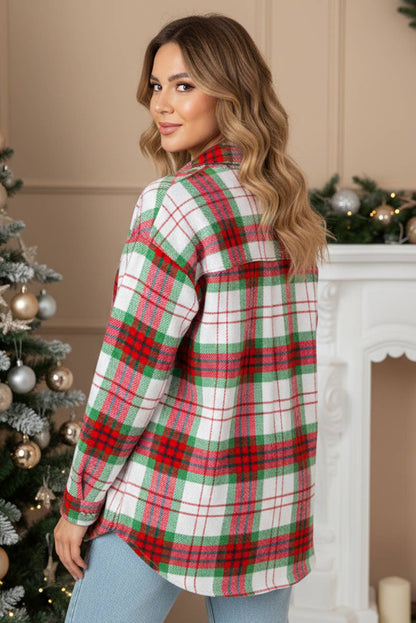 Christmas Plaid Casual Flannel Button-Down Shacket